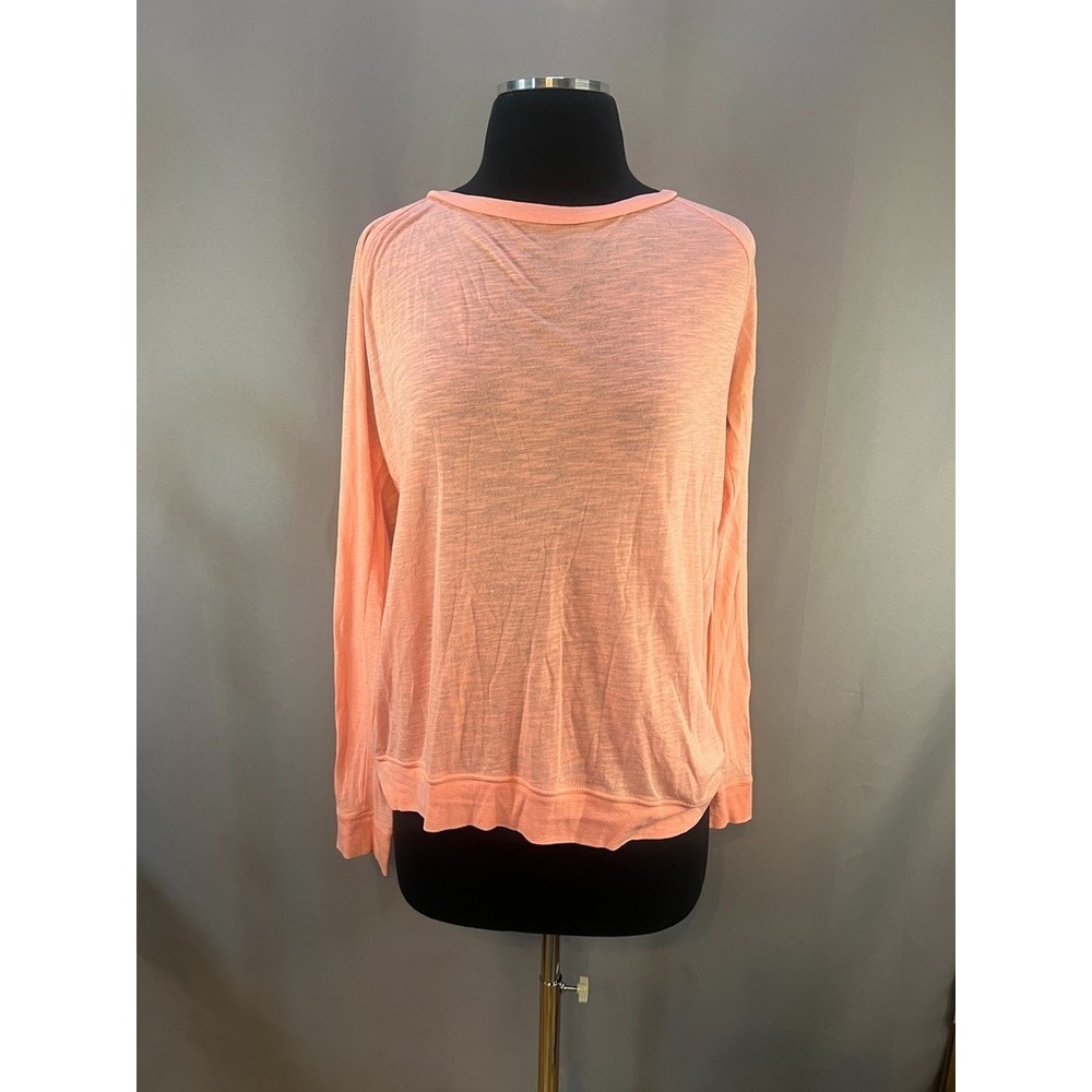 PINK Victoria's Secret Womens M Peach Long Sleeve Raglan Lounge Athleisure "Soft
